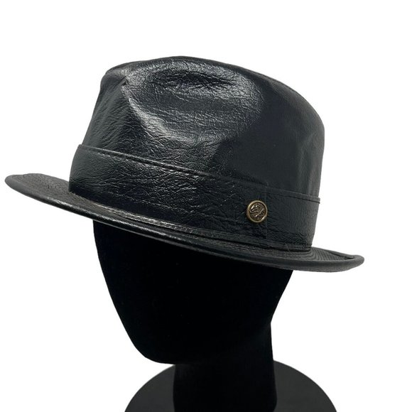 jcpenney Accessories Jcpenney Mens 7 8 Black Leather Fedora Hat Cap